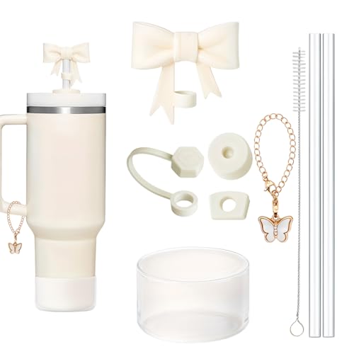 HASTHIP® For Stanley Cup Accessories & Charm Kit Set of 9Pcs Fashion Straw Accessories Kit Cute Bow Straw Cap, 2 Straight Straws, Cleaning Brush, Butterfly Handle Charm, Cup Bottom Sleeve HASTHIP® For Stanley Cup Accessories & Charm Kit Set of 9Pcs Fashion Straw Accessories Kit Cute Bow Straw Cap, 2 Straight Straws, Cleaning Brush, Butterfly Handle Charm, Cup Bottom Sleeve